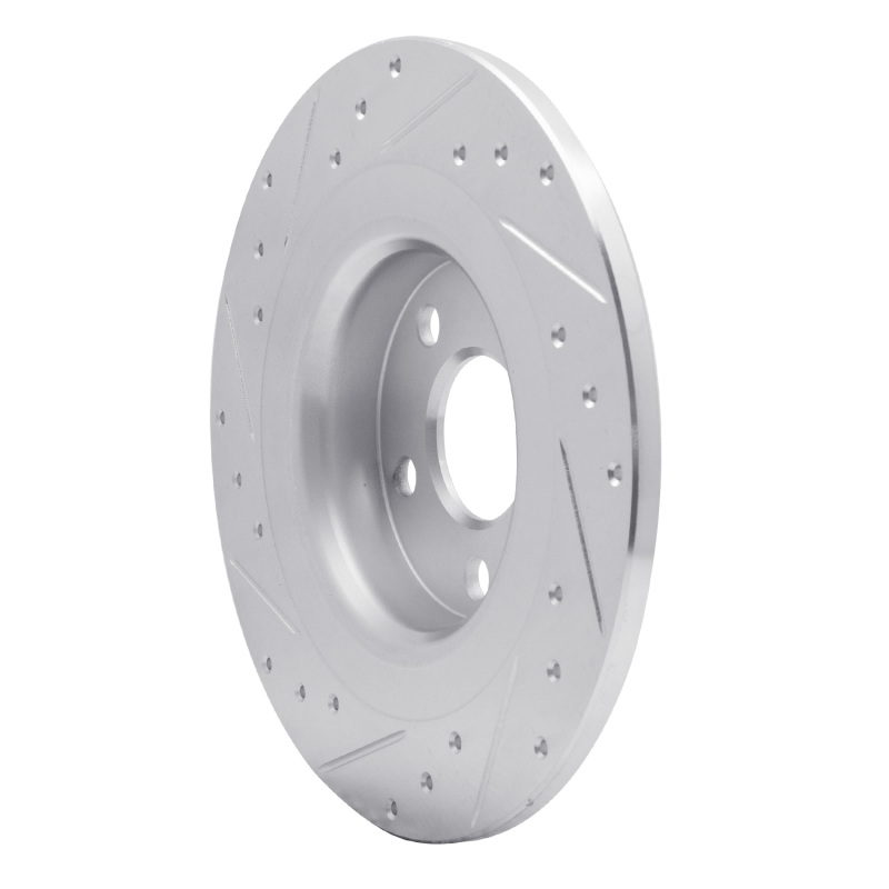 Volvo S60 Brake Rotor (1) - Rear Right - R1 Concepts - Drilled & Slotted - Silver - `18-`25